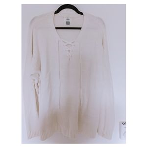 Knit Lace-Up Sweater